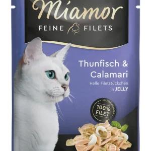 Sparpaket 24 x 100 g Miamor Feine Filets Thunfisch & Calamari in Jelly Katzen Nassfutter Online Kaufen